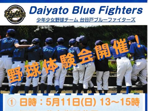イベント名：少年野球体験会【台谷戸ブルーファイターズ】